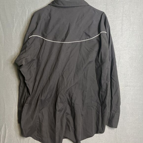 ELY Diamond Black XXL LS Western Casual‎ Shirt Embroidered Eagle Polyester Blend - Picture 7 of 10